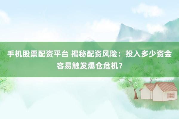 手机股票配资平台 揭秘配资风险：投入多少资金容易触发爆仓危机？