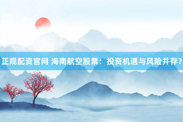 正规配资官网 海南航空股票：投资机遇与风险并存？
