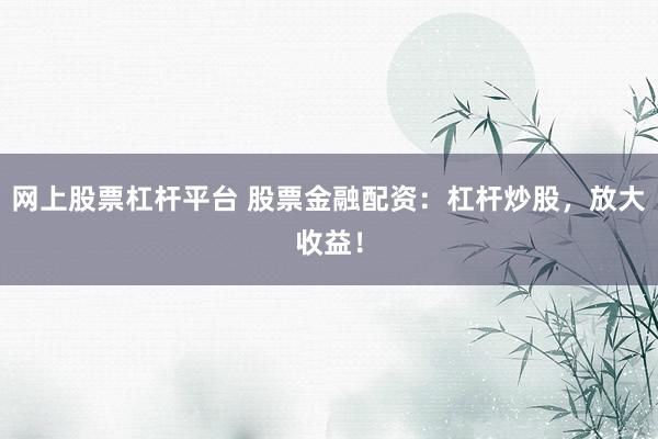 网上股票杠杆平台 股票金融配资：杠杆炒股，放大收益！