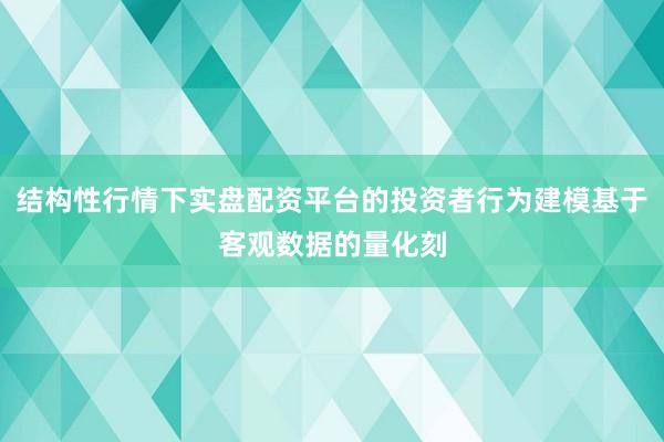 结构性行情下实盘配资平台的投资者行为建模基于客观数据的量化刻
