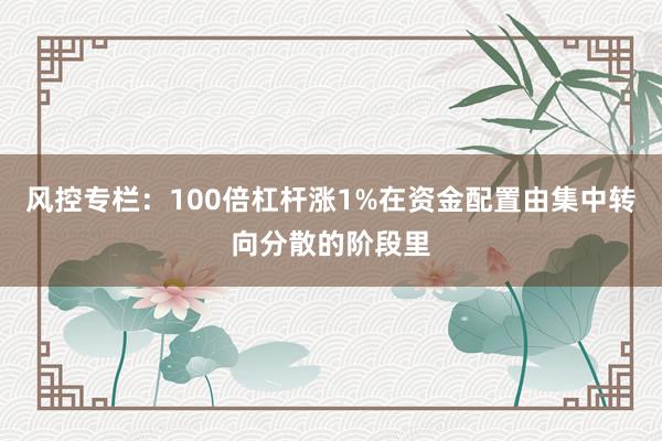 风控专栏：100倍杠杆涨1%在资金配置由集中转向分散的阶段里