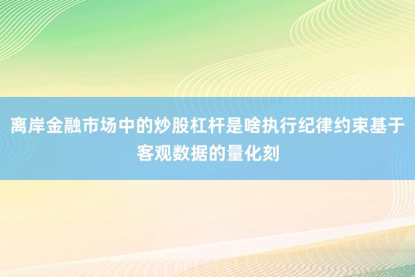 离岸金融市场中的炒股杠杆是啥执行纪律约束基于客观数据的量化刻